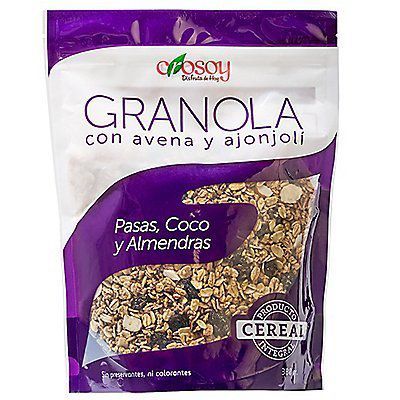 Granola con Avena Ajonjolí Pasas Coco y Almendras Cros­oy Bolsa 380 g