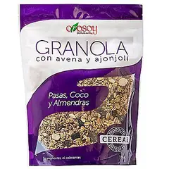 CROSOY - Granola con Avena Ajonjolí Pasas Coco y Almendras 380 g
