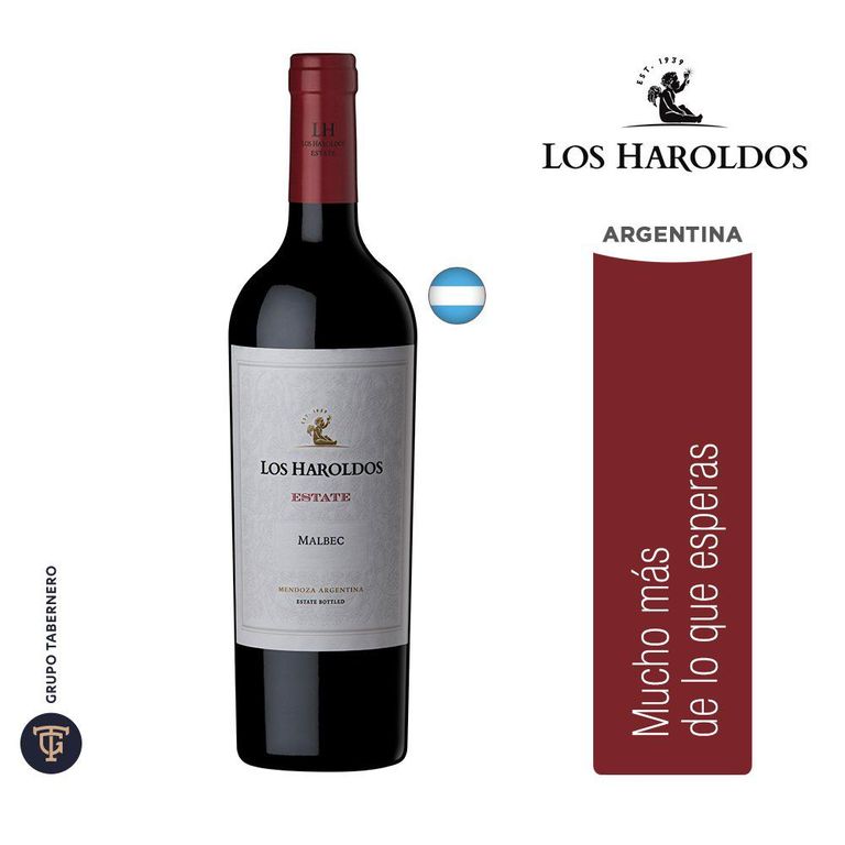 Vino Tinto Los Haroldos Malbec Estate Botella 750 mL