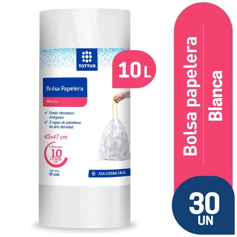 Bolsa de Papelera Blanca Tottus 10 L Empaque 30 Und