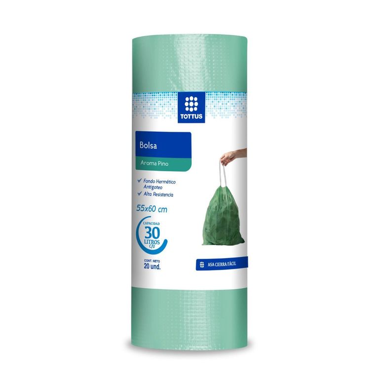 Bolsa de Basura Perfumada Pino Tottus 30 L Empaque 20 Und