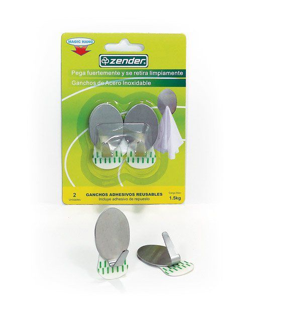 Gancho Adhesivo Reusable Acero Inox X2Un