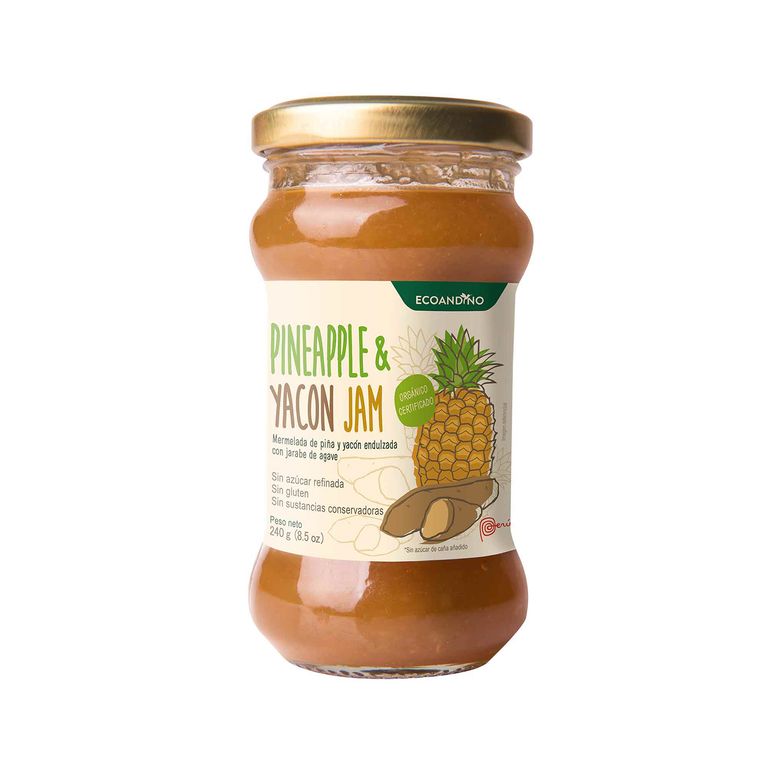 Mermelada Orgánica Ecoandino Piña Yacón y Agave Envase 240 g