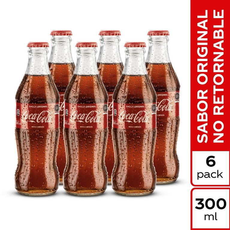 Gaseosa Coca Cola Vidrio Sixpack Botella 300 mL
