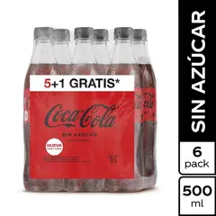 COCA COLA - Six Pack Gaseosa Sin Azúcar 500 mL