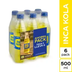 INCA KOLA - Six Pack Gaseosa 500 mL