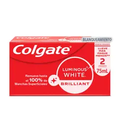 COLGATE - Pasta Dental Luminous White Pack 2 Cajas 75 mL