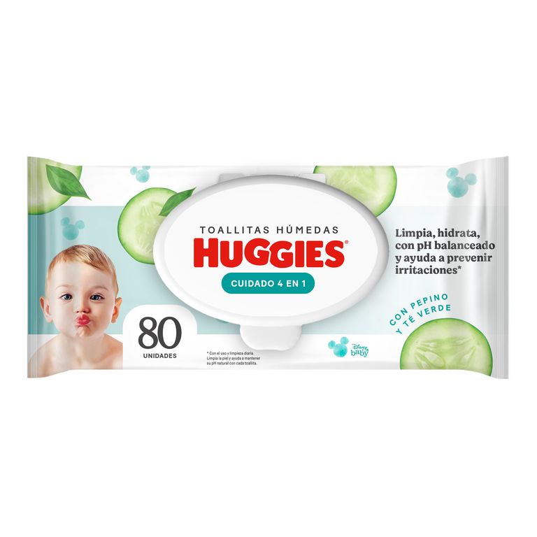 Toallitas Húmedas Huggies One&Done Pepino y Té Verde Empaque 80 Und