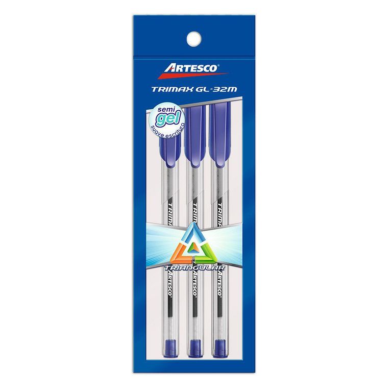 Lapiceros Artesco Trimax Gl-32 Color Azul Empaque 3 Und