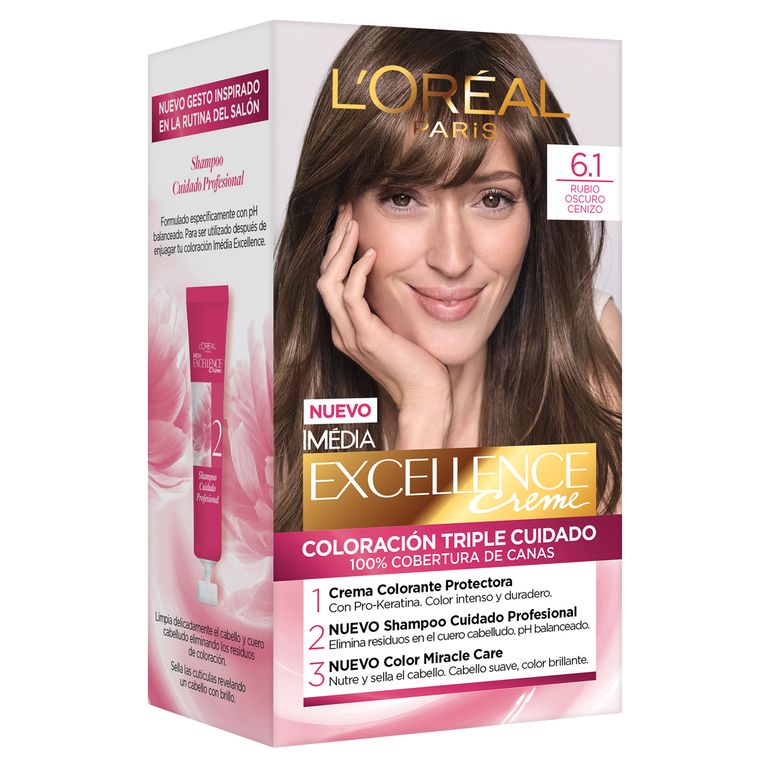 Tinte Excellence Tono 6.1 Rubio Oscuro Cenizo