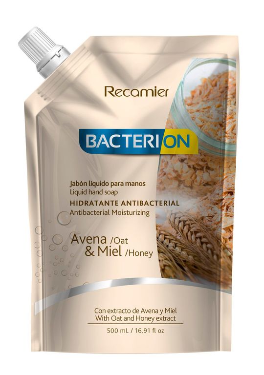 Jabón Líquido Bacterion Avena y Miel Doypack 500 mL