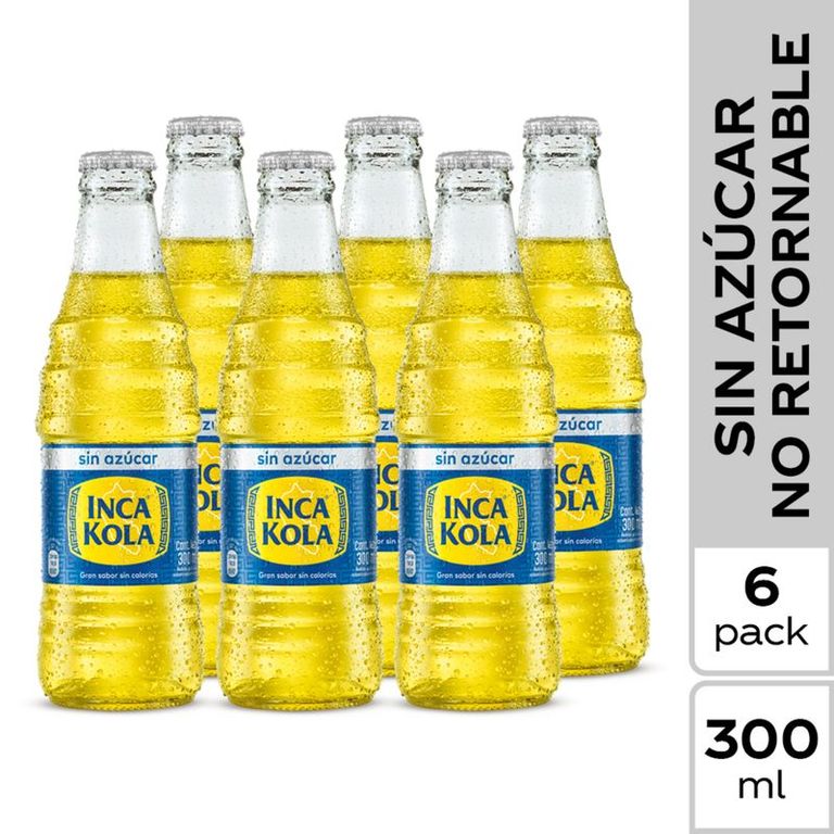 Gaseosa Inca Kola Zero Vidrio Sixpack Botella 300 mL