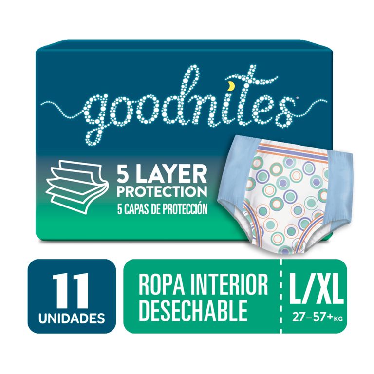Pañales GoodNites 7–11 Años Talla L/XL Empaque 11 Und