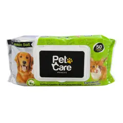 PET CARE - Toallitas Limpiadoras para Mascotas Pet Care Aroma Limón 50 Unidades
