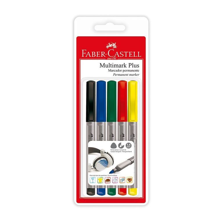 Plumones Permanentes Faber Castell Multimark Plus Empaque 5 Und