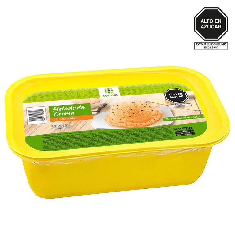 Helado de Crema Lúcuma Chips Tottus Pote 2.5 L