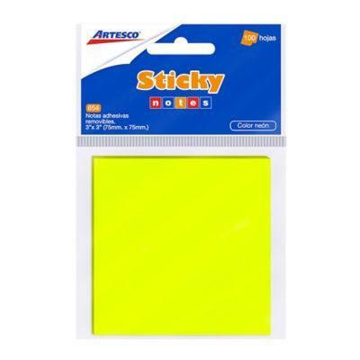 Notas Adhesivas Artesco 3 x 3 Amarillo Neón Empaque 100 Hojas