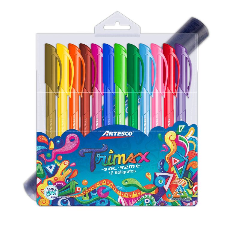Lapiceros Artesco Trimax GL-32M Colores Varios Estuche 12 Und