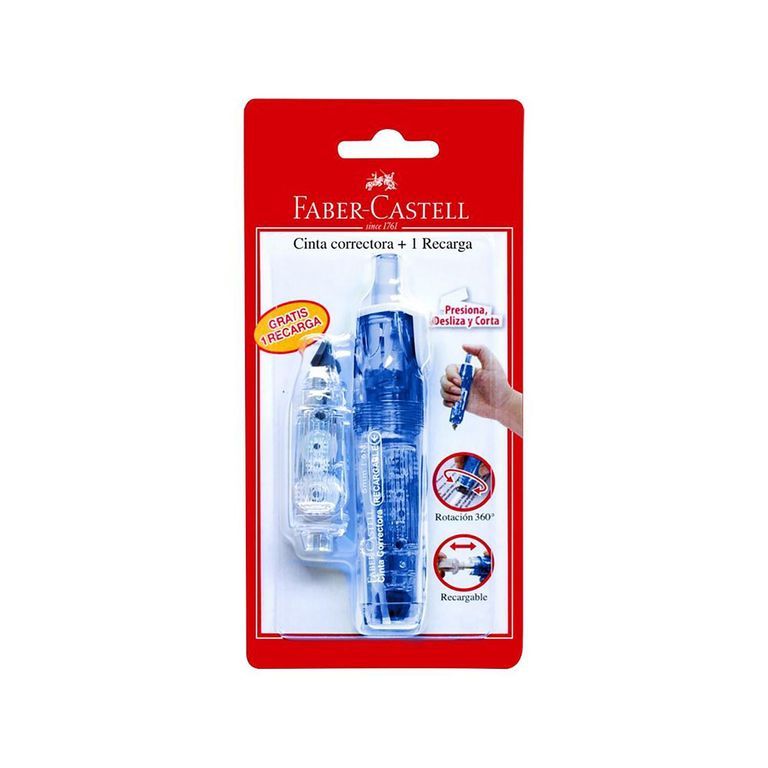 Cinta Correctora Faber Castell Azul + Recarga