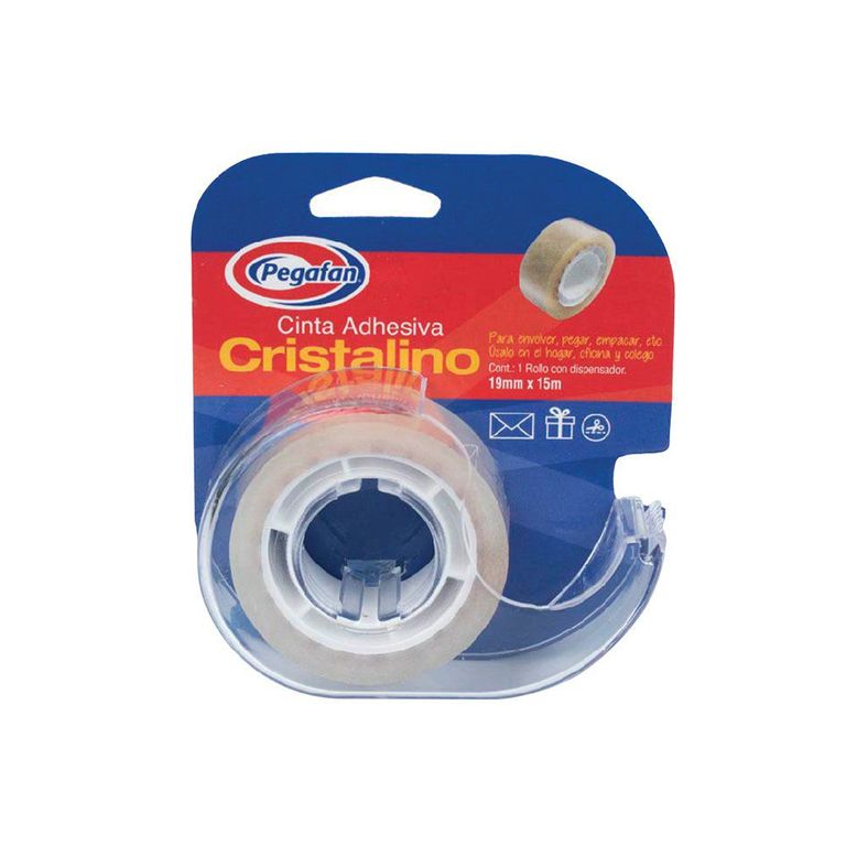 Cinta Adhesiva Pegafan Cristalino Dispensador 19xm x 15m