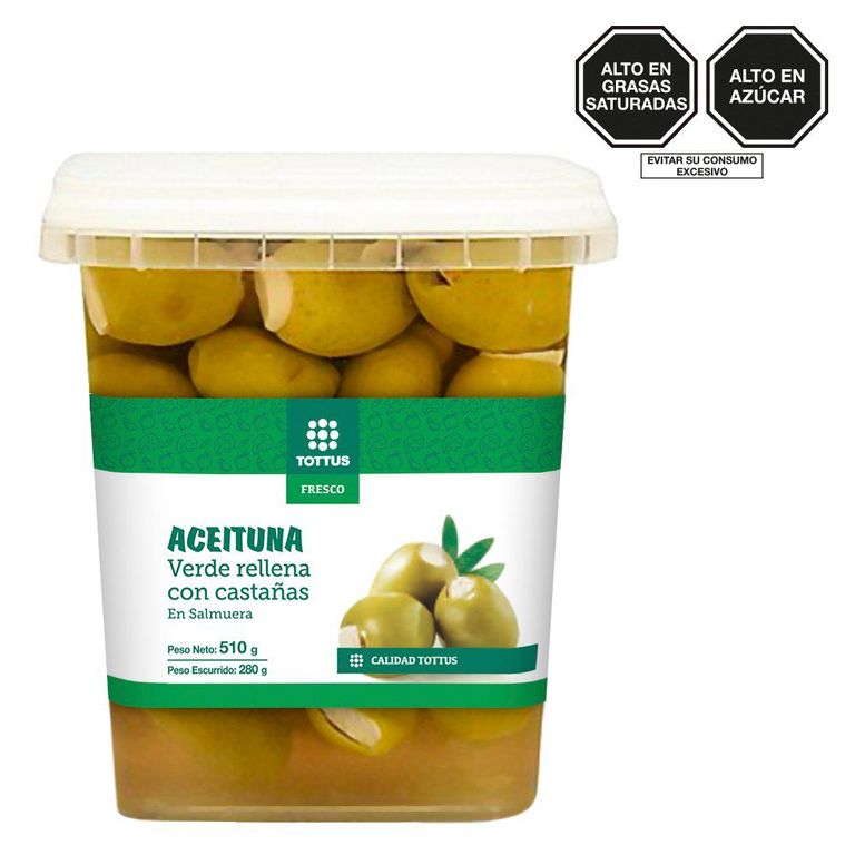 Aceituna Verde Tottus con Castaña Envase 280 g