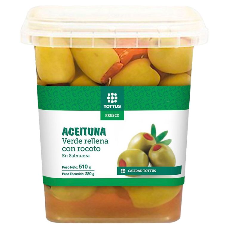 Aceituna Verde Tottus con Rocoto Envase 280 g