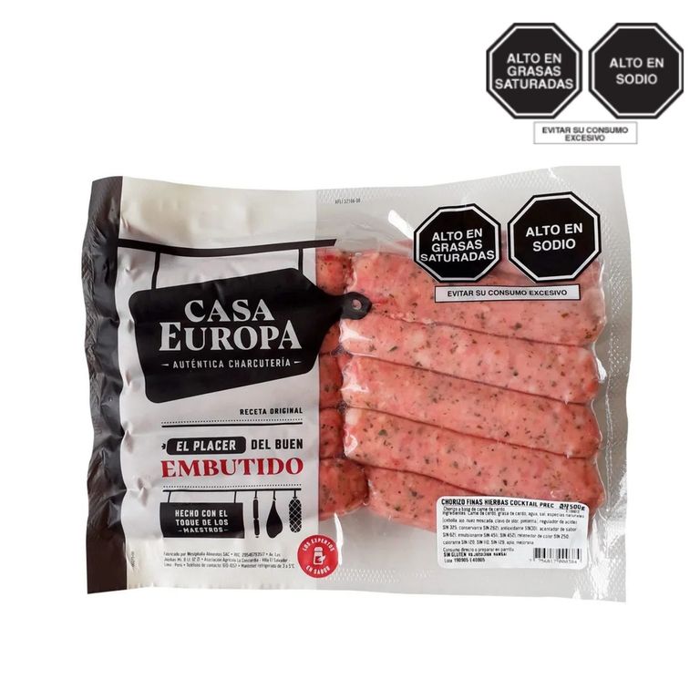 Chorizo Cocktail Finas Hierbas Casa Europa Empaque 500 g