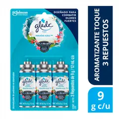 GLADE - Repuesto Ambientador Automático Glade Paraíso Azul Pack 3 Envase 9 g
