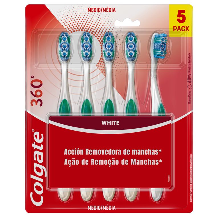 Cepillo Dental 360° Luminous White Advanced Colgate Pack 5 Und