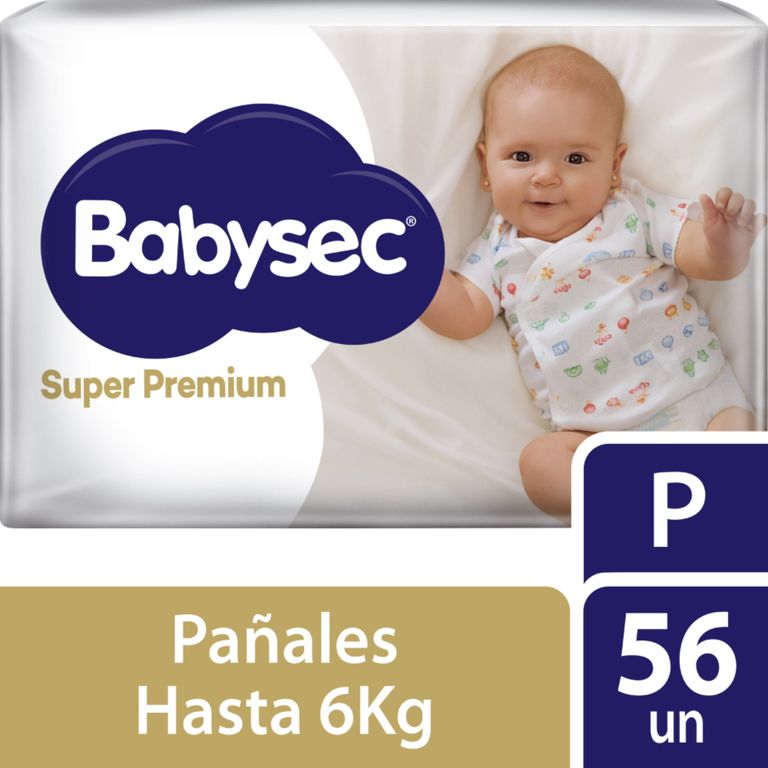 Pañales Babysec Súper Premium Talla P Empaque 56 Und