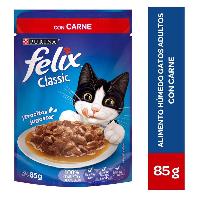 Alimento Húmedo Gatos Felix Sensaciones Carne Doypack 85 g