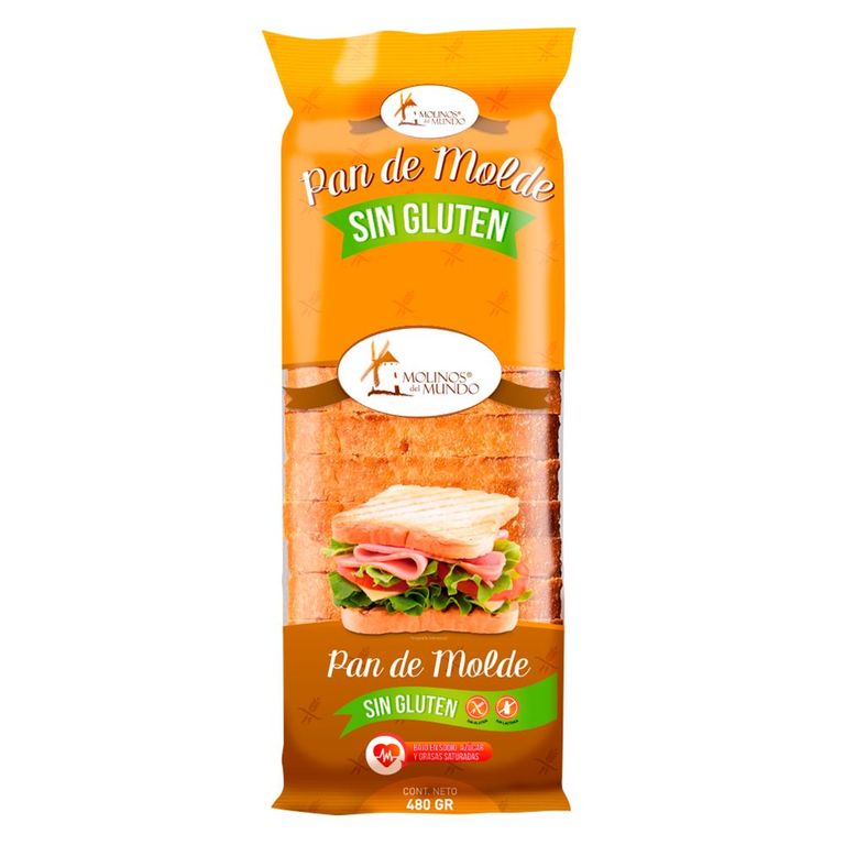 Pan de Molde Molinos del Mundo Blanco Sin Gluten Bolsa 480 g