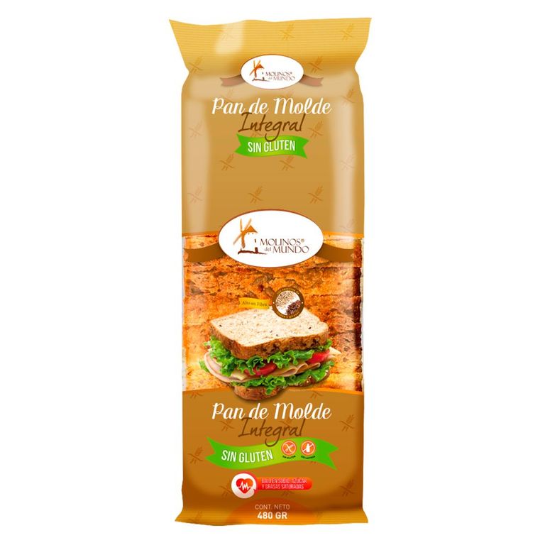 Pan de Molde Molinos del Mundo Integral Sin Gluten Bolsa 480 g