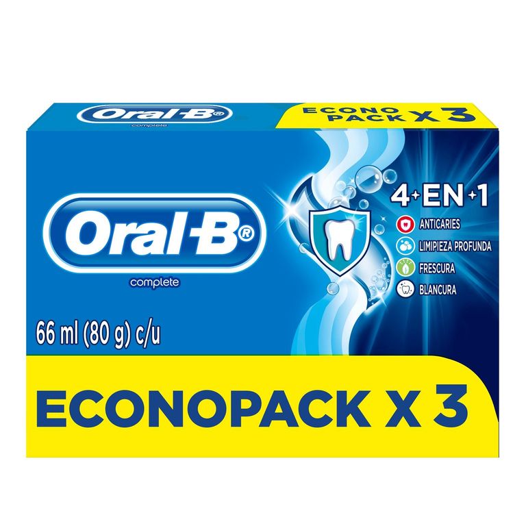 Crema Dental 4 en 1 Oral B Complete Caja 3 Und