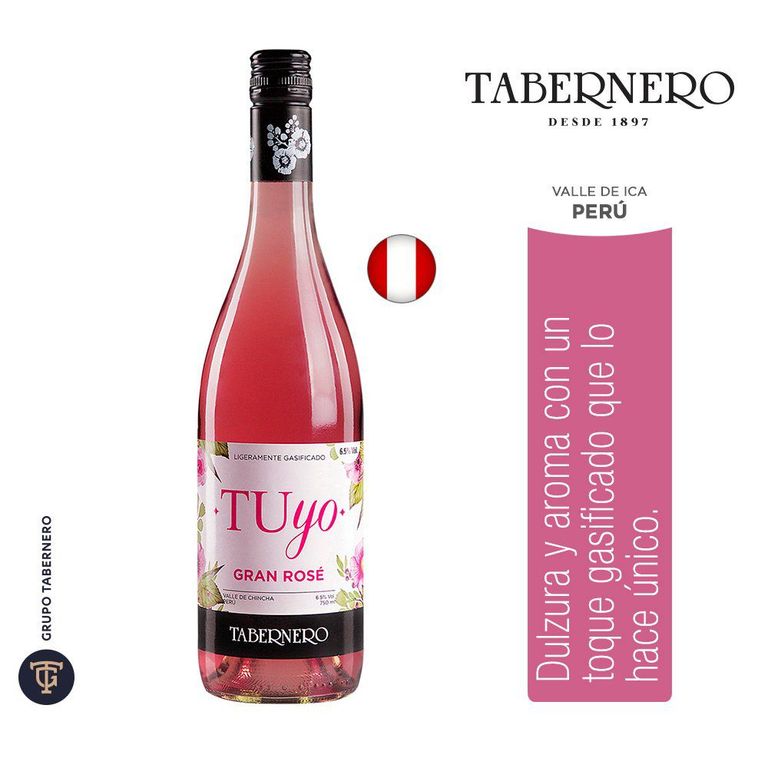 Vino Tabernero Tuyo Rosé Botella 750 mL