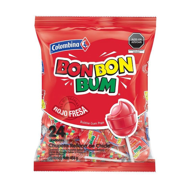 Chupetines Bon Bon Bum Fresa Bolsa 456 g