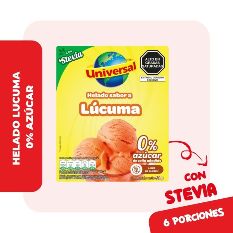 Helado Universal con Stevia Sabor Lúcuma Caja 50 g
