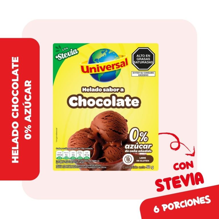 Helado Universal con Stevia Sabor Chocolat Caja 50 g