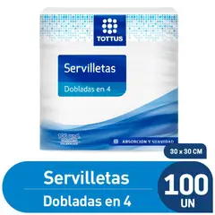 TOTTUS - Servilletas Dobladas En 4 Empaque 100 Und