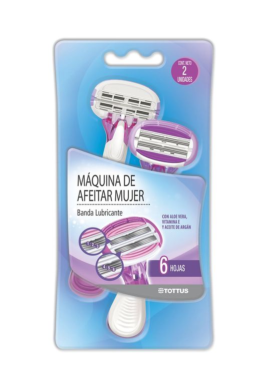 Máquina de Afeitar Mujer 6 Hojas Tottus Empaque 2 Und