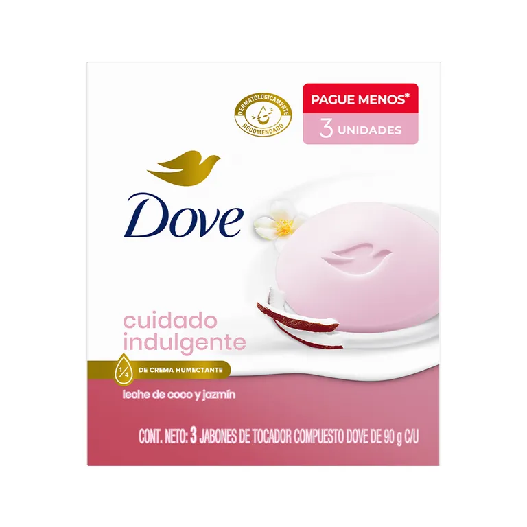 Jabón de Tocador Dove Delicious Care Leche de Coco y Jazmin Empaque 3 Und