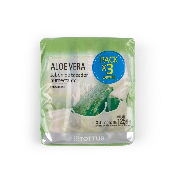 Jabón de Tocador Tottus Aloe Vera Empaque 3 Und