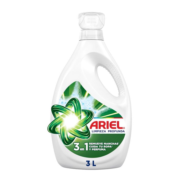 Detergente Líquido Ariel Limpieza Profunda Jabón 3 en 1 Botella 3 L