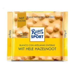 RITTER SPORT - Chocolate Ritter Sport Blanco Con Avellanas  Tableta 100 g