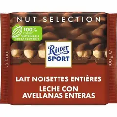 RITTER SPORT - Chocolate Ritter Sport Con Avellanas  Tableta 100 g