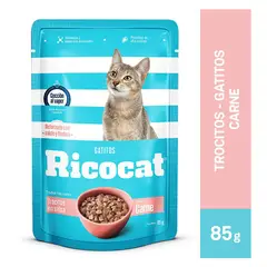RICOCAT - Trocitos en Salsa Sabor Carne para Gatos 85 g
