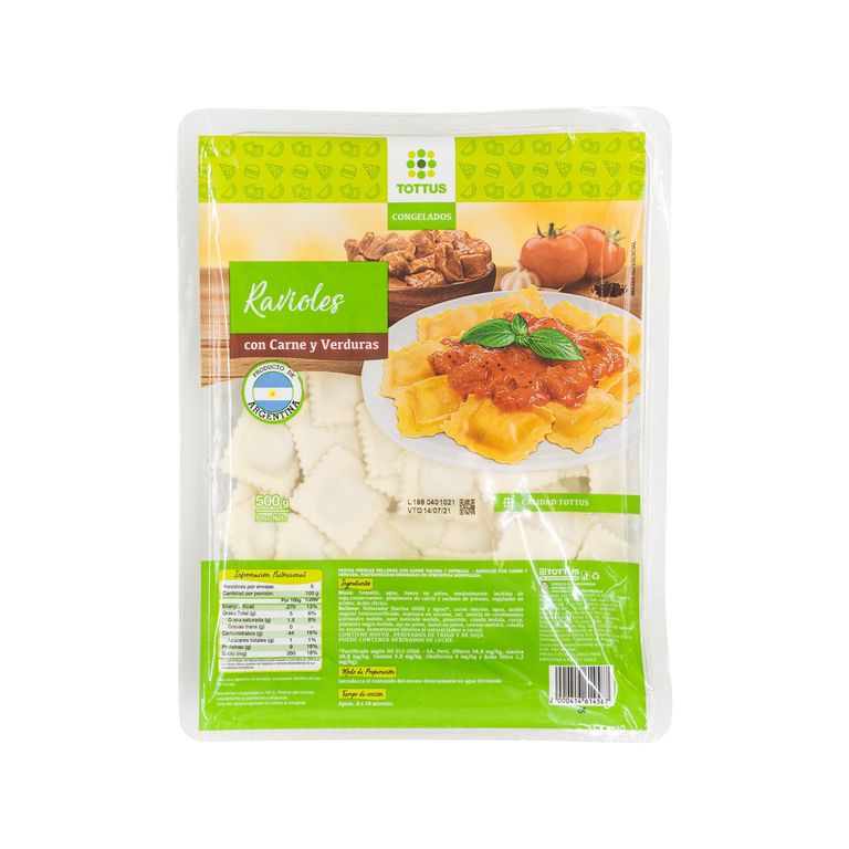 Ravioles con Carne y Verduras Tottus Empaque 500 g