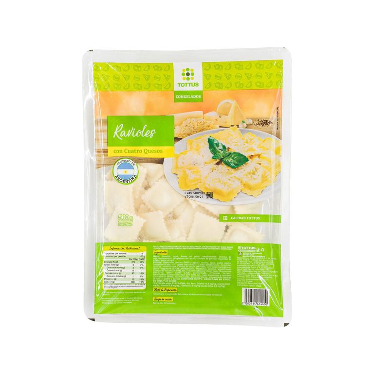 Ravioles con Cuatro Quesos Tottus Empaque 500 g