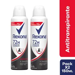 REXONA - Pack Desodorante Femenino Aerosol Antibacterial 150 mL + Invisible 150 mL