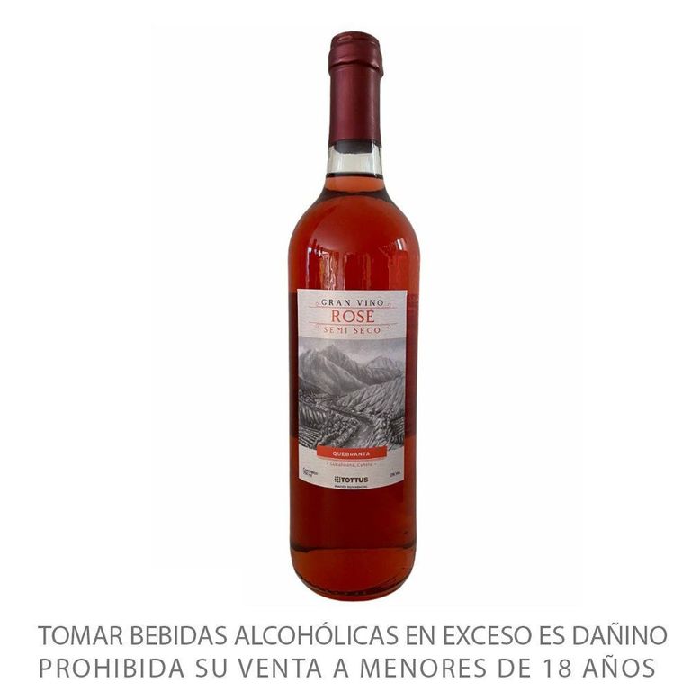 Vino Rosé Semiseco Tottus Botella 750 mL